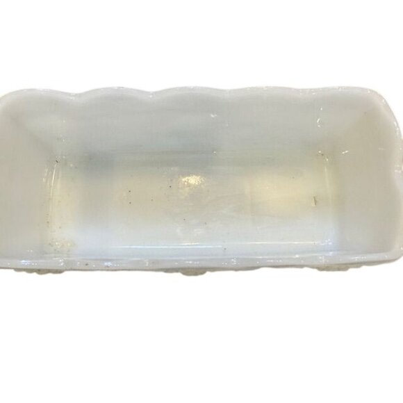 Anchor Hocking Milk Glass Planter Grapevine Design Rectangular Scalloped Edge - Picture 3 of 7